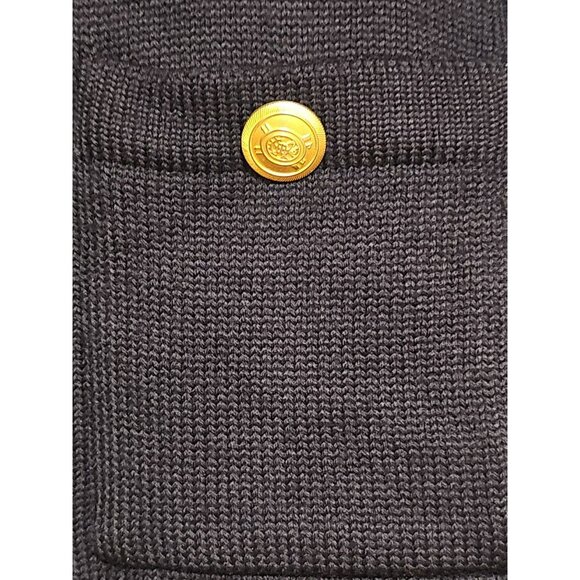 Cardigan Sweater Merino Wool Women Large Dark Navy Blue Quiet Luxury Elegant - Picture 9 of 12